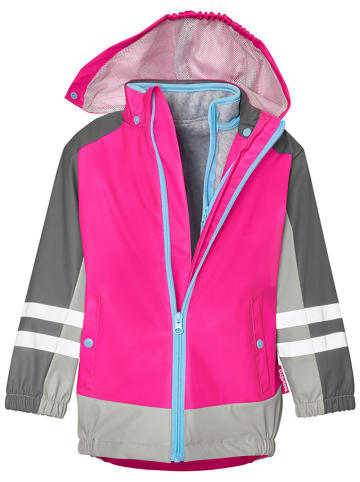 Playshoes Regenjacke 3in1 in Pink/ Grau