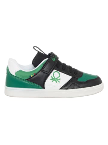 Benetton Sneakersy w kolorze czarno-zielono-białym