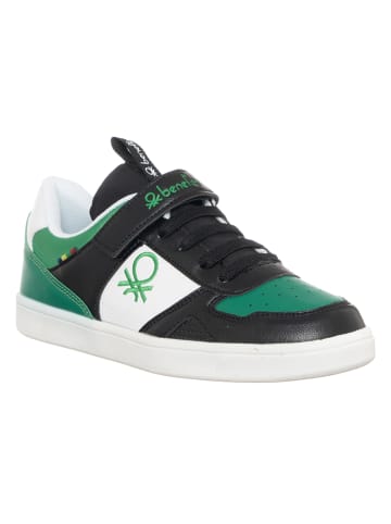 Benetton Sneakersy w kolorze czarno-zielono-białym