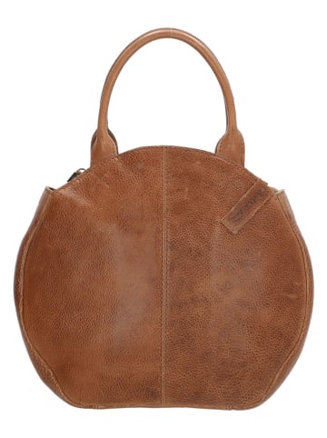 HIDE & STITCHES Leder-Henkeltasche "Cote d Azur" in Hellbraun - (B)28 x (H)24 x (T)6 cm