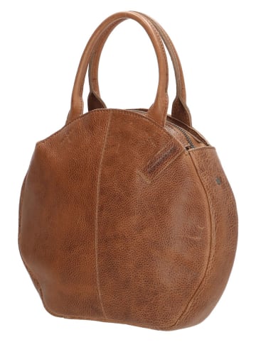 HIDE & STITCHES Leder-Henkeltasche "Cote d Azur" in Hellbraun - (B)28 x (H)24 x (T)6 cm