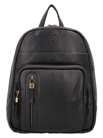 HIDE & STITCHES Leder-Rucksack in Schwarz - (B)23,5 x (H)28,5 x (T)8,5 cm