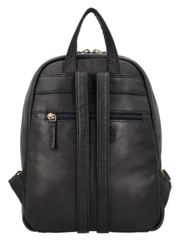 HIDE & STITCHES Leder-Rucksack in Schwarz - (B)23,5 x (H)28,5 x (T)8,5 cm