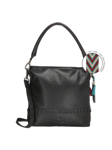 micmacbags Leder-Schultertasche in Schwarz - (B)31 x (H)30 x (T)12 cm