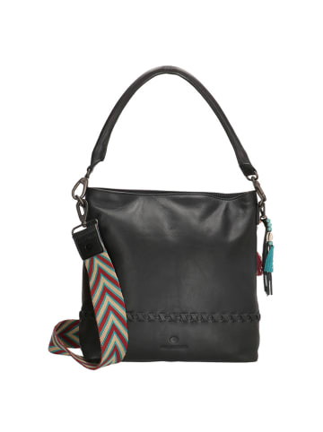micmacbags Leder-Schultertasche in Schwarz - (B)31 x (H)30 x (T)12 cm