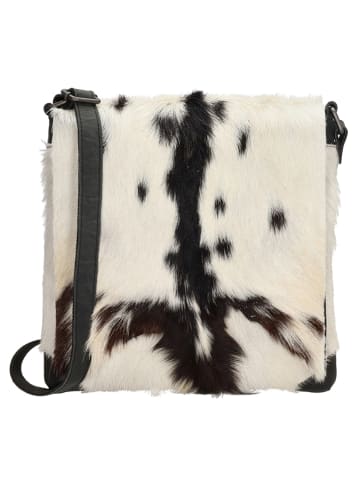 HIDE & STITCHES Leder-Umhängetasche in Creme/ Schwarz - (B)29 x (H)29 x (T)3,5 cm