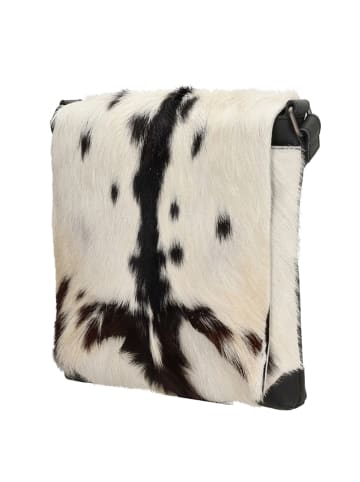 HIDE & STITCHES Leren schoudertas crème/zwart - (B)29 x (H)29 x (D)3,5 cm