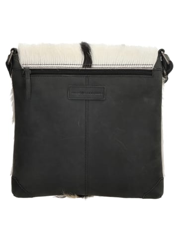 HIDE & STITCHES Leren schoudertas crème/zwart - (B)29 x (H)29 x (D)3,5 cm