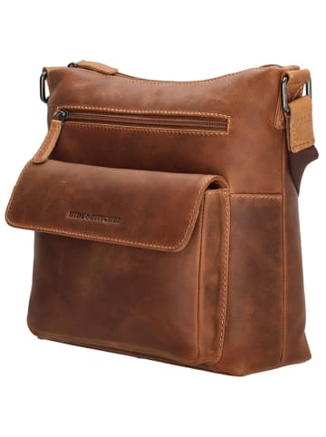 HIDE & STITCHES Leder-Umhängetasche in Hellbraun - (B)24 x (H)25 x (T)10 cm