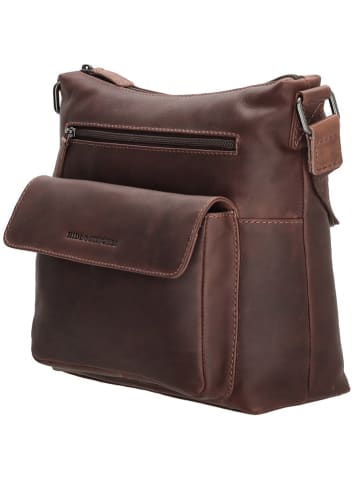 HIDE & STITCHES Leren schoudertas bruin - (B)24 x (H)25 x (D)10 cm