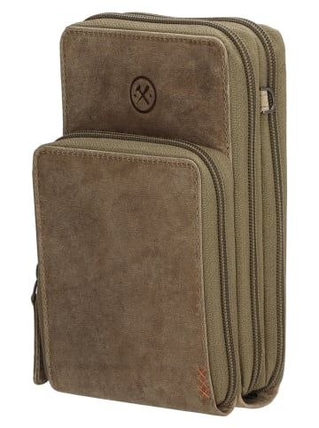 HIDE & STITCHES Leder-Handytasche in Hellbraun - (B)11 x (H)20 x (T)13 cm