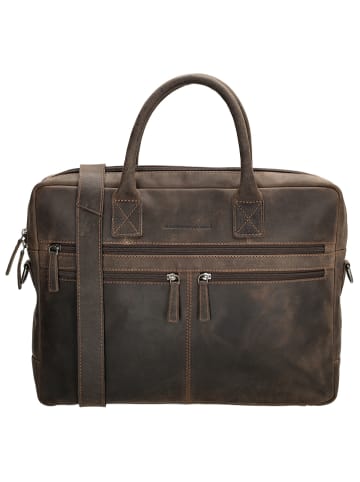 HIDE & STITCHES Skórzana torba w kolorze brązowym na laptopa  - 40 x 30,5 x 7 cm