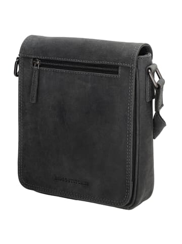 HIDE & STITCHES Leren schoudertas zwart - (B)21 x (H)22 x (D)6,5 cm