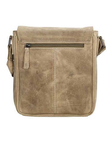 HIDE & STITCHES Leder-Umhängetasche in Taupe - (B)21 x (H)22 x (T)6,5 cm