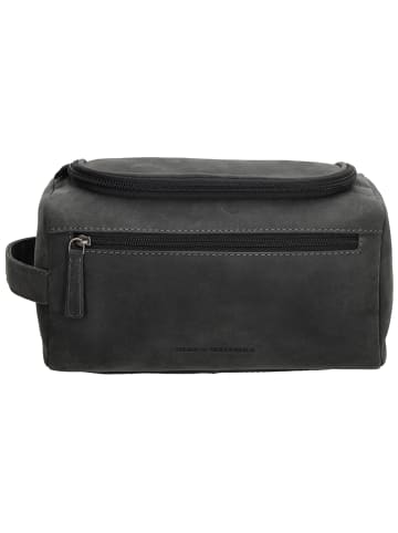 HIDE & STITCHES Leder-Kosmetiktasche in Schwarz - (B)26 x (H)15 x (T)14,5 cm