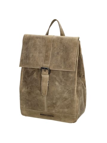 HIDE & STITCHES Leren rugzak beige - (B)25,5 x (H)32,5 x (D)12 cm