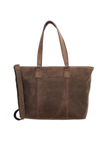 HIDE & STITCHES Leder-Shopper in Braun - (B)46 x (H)29 x (T)12,5 cm
