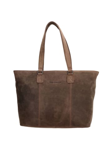 HIDE & STITCHES Leder-Shopper in Braun - (B)46 x (H)29 x (T)12,5 cm
