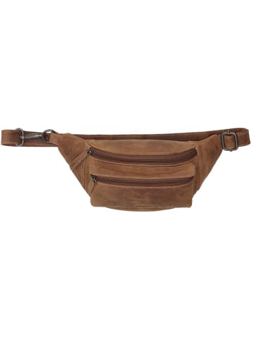 HIDE & STITCHES Leder-Gürteltasche in Hellbraun - (B)30 x (H)14 x (T)8 cm