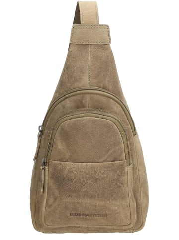 HIDE & STITCHES Leder-Umhängetasche in Taupe - (B)18 x (H)33 x (T)8,5 cm