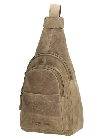 HIDE & STITCHES Leder-Umhängetasche in Taupe - (B)18 x (H)33 x (T)8,5 cm