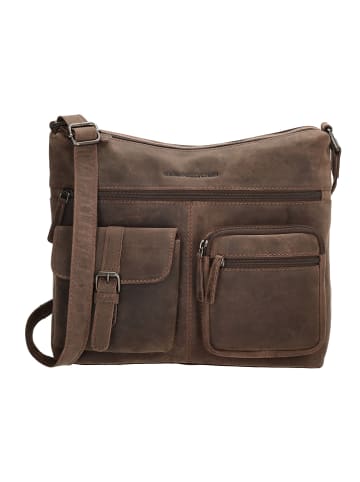 HIDE & STITCHES Leder-Umhängetasche in Braun - (B)29 x (H)25 x (T)10 cm