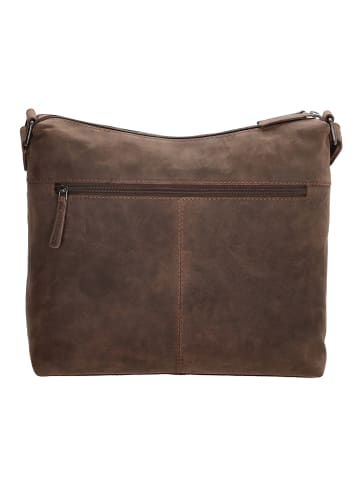 HIDE & STITCHES Leren schoudertas bruin - (B)29 x (H)25 x (D)10 cm