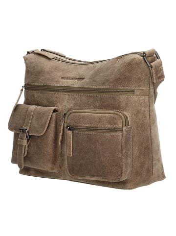 HIDE & STITCHES Leder-Umhängetasche in Taupe - (B)29 x (H)25 x (T)10 cm