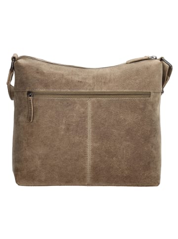 HIDE & STITCHES Leder-Umhängetasche in Taupe - (B)29 x (H)25 x (T)10 cm