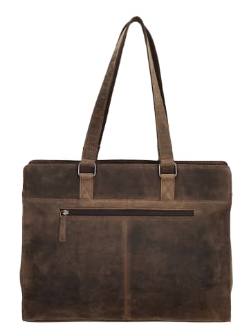 HIDE & STITCHES Leren businesstas bruin - (B)40 x (H)32,5 x (D)13 cm