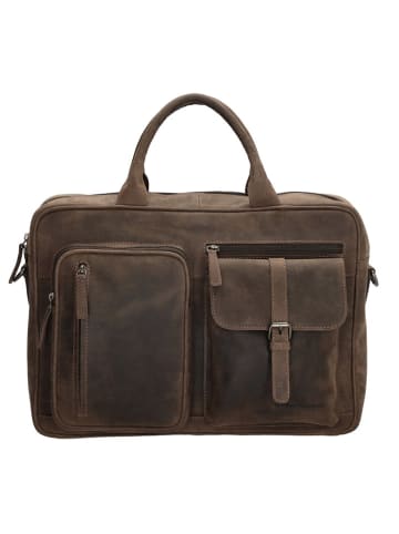 HIDE & STITCHES Skórzana torba w kolorze brązowym na laptopa - 40 x 28 x 10 cm