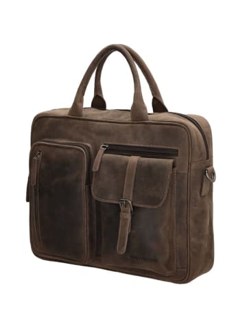 HIDE & STITCHES Skórzana torba w kolorze brązowym na laptopa - 40 x 28 x 10 cm