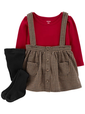 carter's 3-delige outfit rood/bruin/zwart