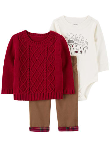 carter's 3-delige outfit rood/crème/lichtbruin
