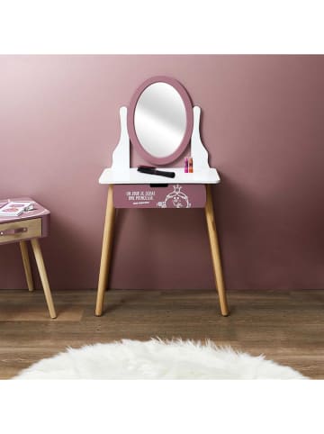 The Home Deco Kids Dziecięca toaletka w kolorze różowo-białym - 50 x 97 x 30 cm