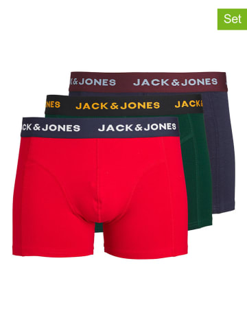 Jack & Jones 3er-Set: Boxershorts "James" in Rot/ Grün/ Blau