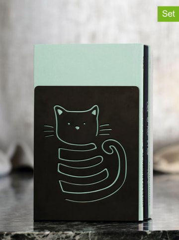 moses. 2-delige set: boekensteunen "Miau" zwart - (B)16 x (H)16 x (D)12.5 cm