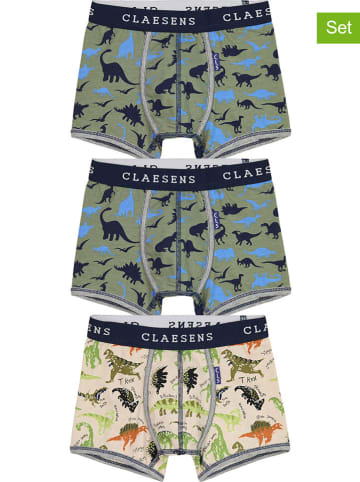 Claesens 3-delige set: boxershorts beige/groen