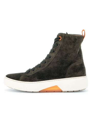 Gabor Leder-Sneakers in Khaki/ Orange
