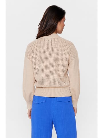 NÜMPH Sweter "Nueppi" w kolorze beżowym
