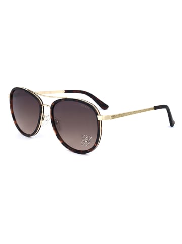 Guess Damskie okulary przeciwsłoneczne w kolorze złoto-brązowo-fioletowym