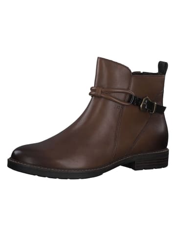 Marco Tozzi Leder-Ankle-Boots in Braun