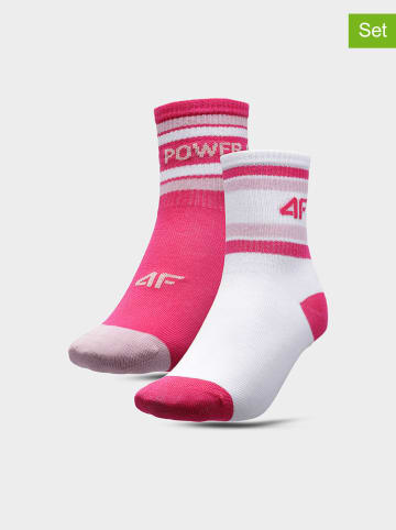 4F 2-delige set: sokken roze/wit