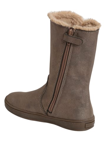 vertbaudet Skórzane botki w kolorze jasnobrązowym