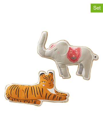 vertbaudet 2er-Set: Kissen in Grau/ Orange