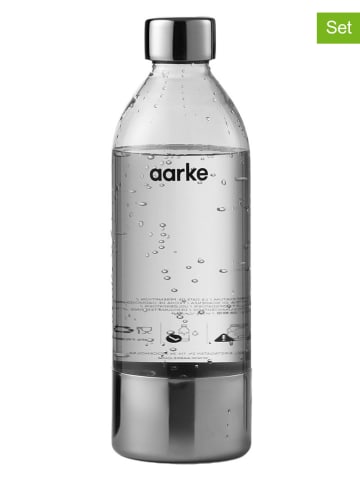 aarke 2-delige set: waterflessen transparant/zilverkleurig - 1 l