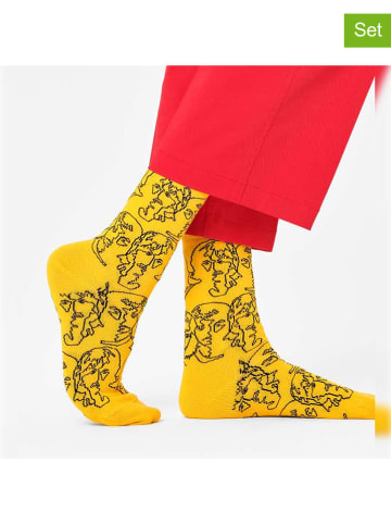 Happy Socks 2-delige set: sokken "Beatles lines" geel