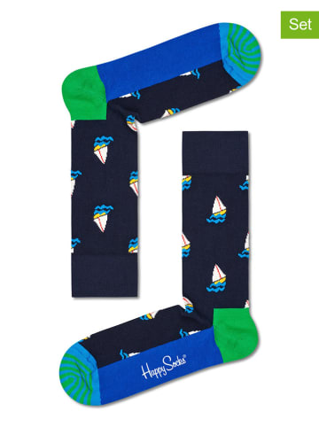 Happy Socks 2-delige set: sokken "Sail away" donkerblauw