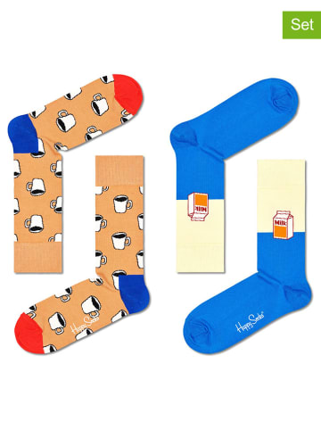 Happy Socks 2-delige geschenkset beige/blauw