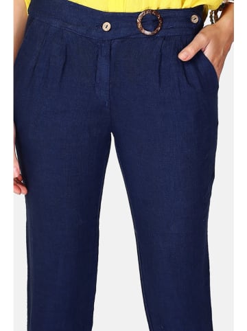 Le Jardin du Lin Linnen capribroek donkerblauw